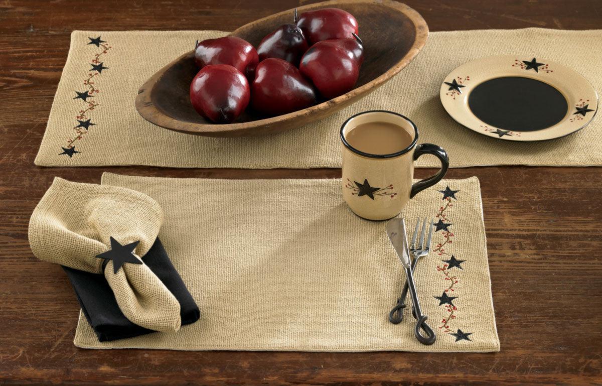 Primitive Burlap Star Placemats - Set Of 6 Park Designs