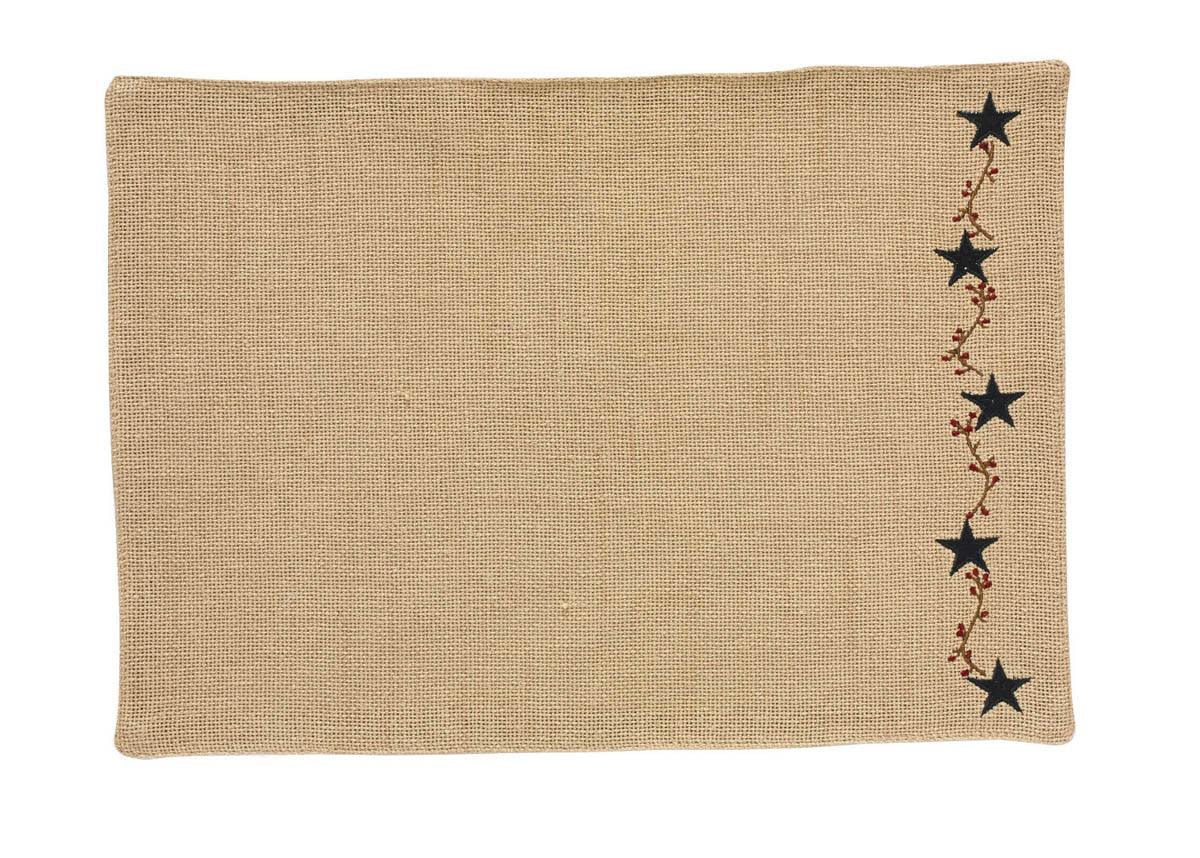 Primitive Burlap Star Placemats - Set Of 6 Park Designs