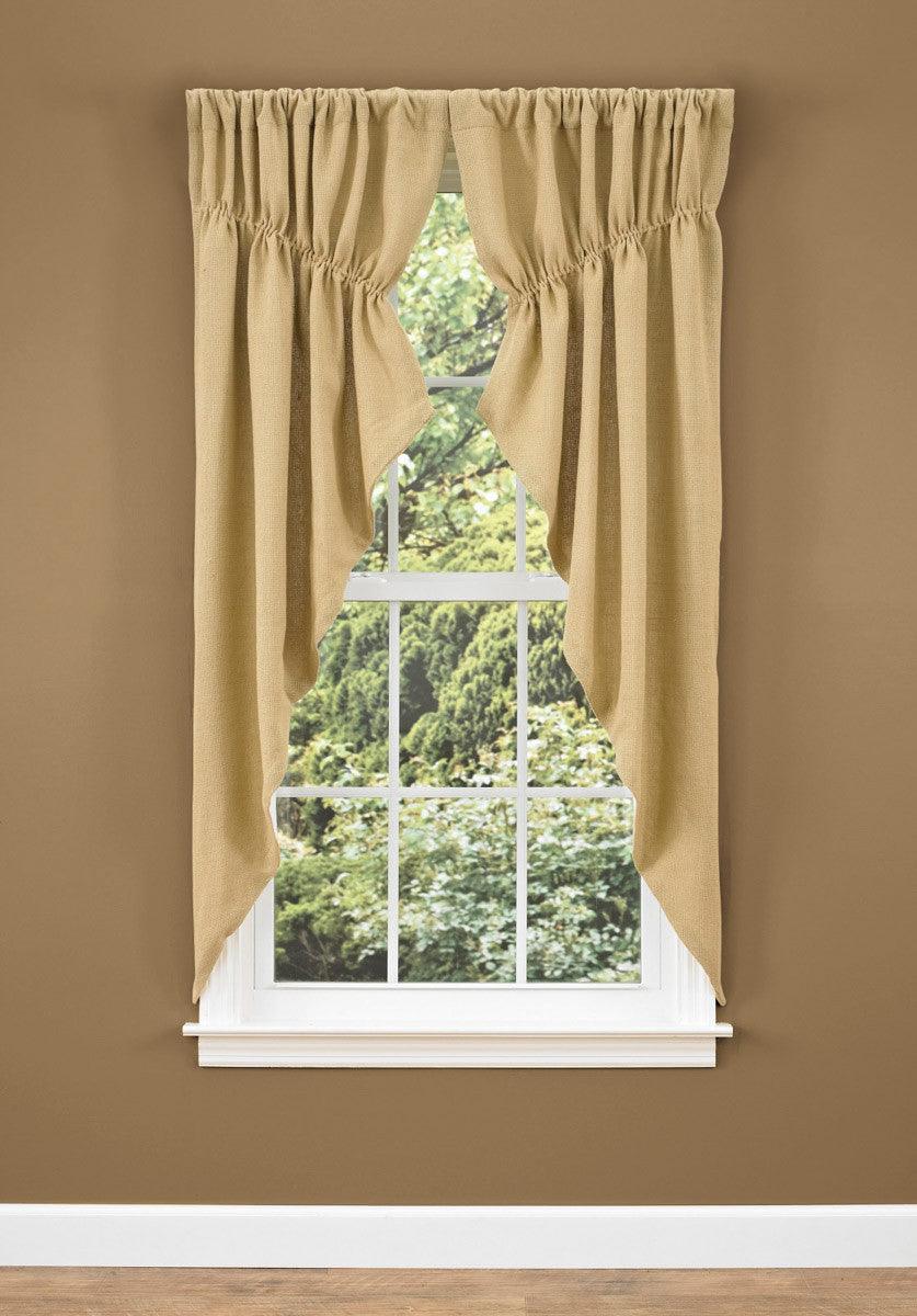 Primitive Burlap Prairie Gathered Curtains Park Designs - The Fox Decor