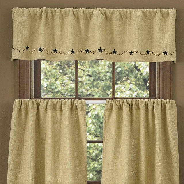 Primitive Burlap Star Valance Park designs - The Fox Decor