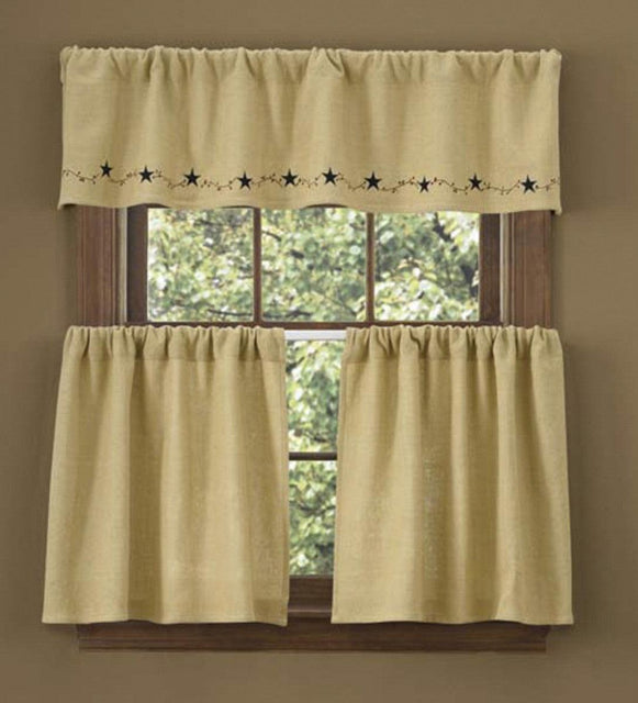 Primitive Burlap Star Valance Park designs - The Fox Decor
