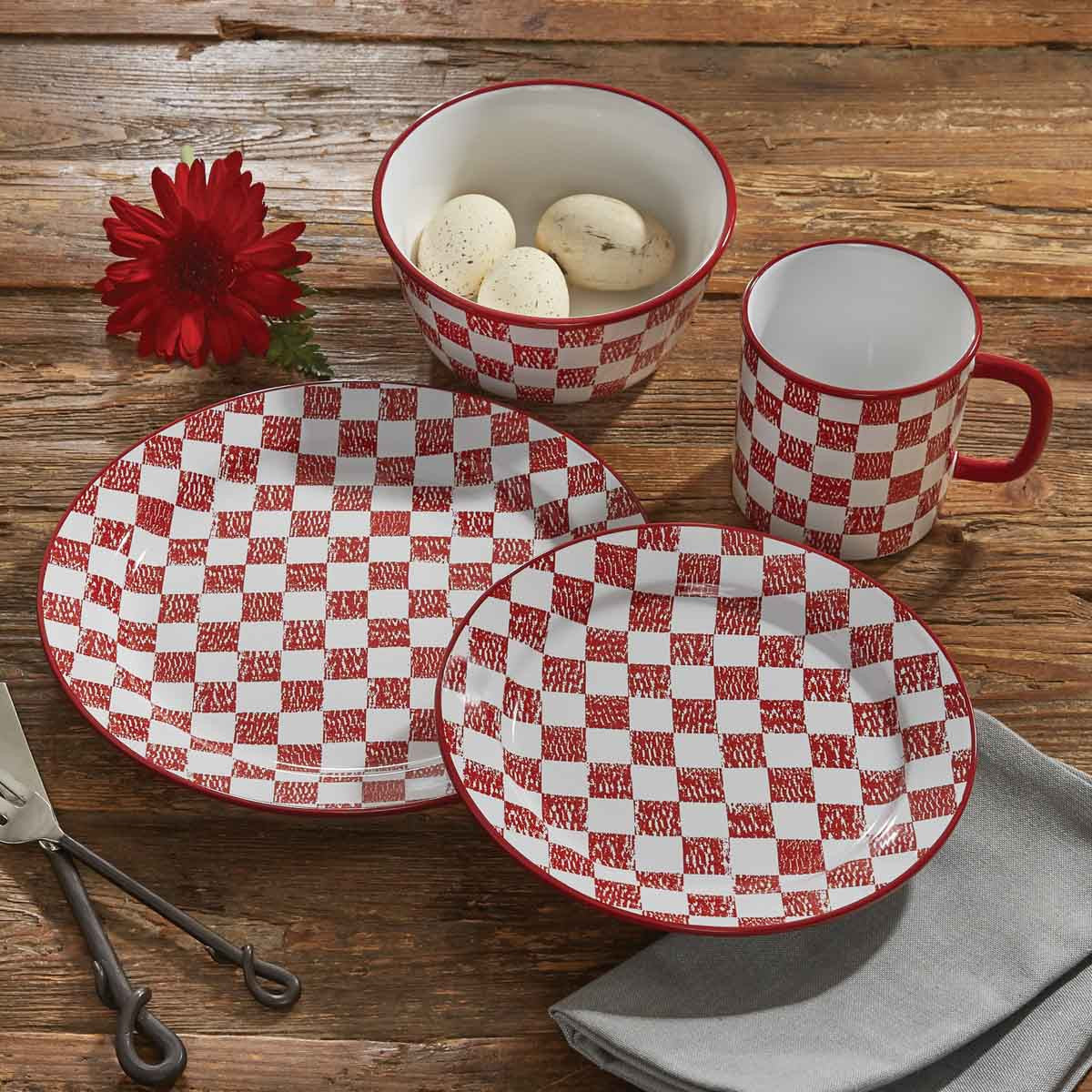 Chicken Coop Dinner Plate - Check Set of 4 Park Designs