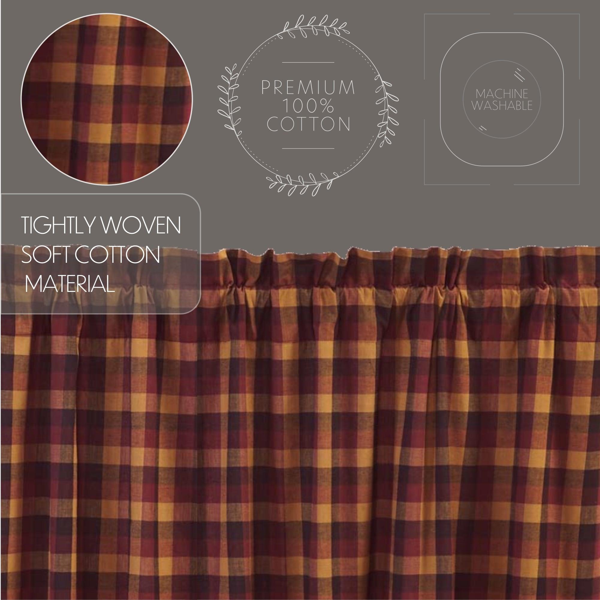 Heritage Farms Primitive Check Prairie Short Panel Curtain Set of 2 63x36x18 - The Fox Decor