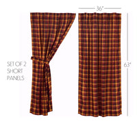 Thumbnail for Heritage Farms Primitive Check Short Panel Curtain Set of 2 63x36