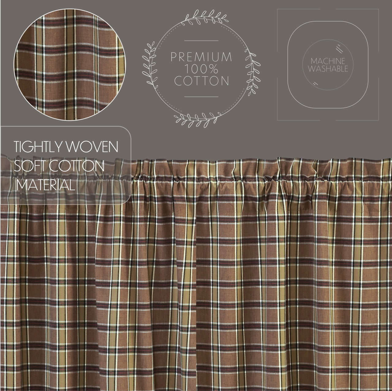 Wyatt Prairie Short Panel Curtain Set of 2 63x36x18 VHC Brands