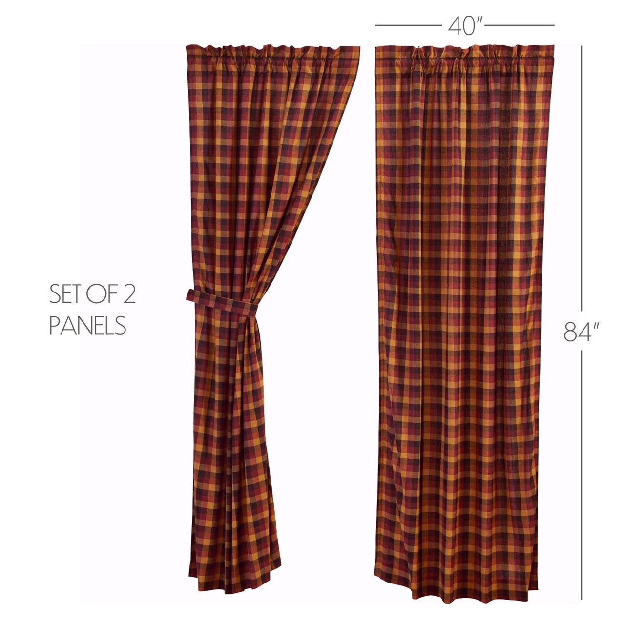 Heritage Farms Primitive Check Curtain Set of 2 84x40 VHC Brands - The Fox Decor