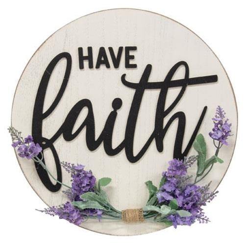 Have Faith Round Sign w/Lavender - The Fox Decor