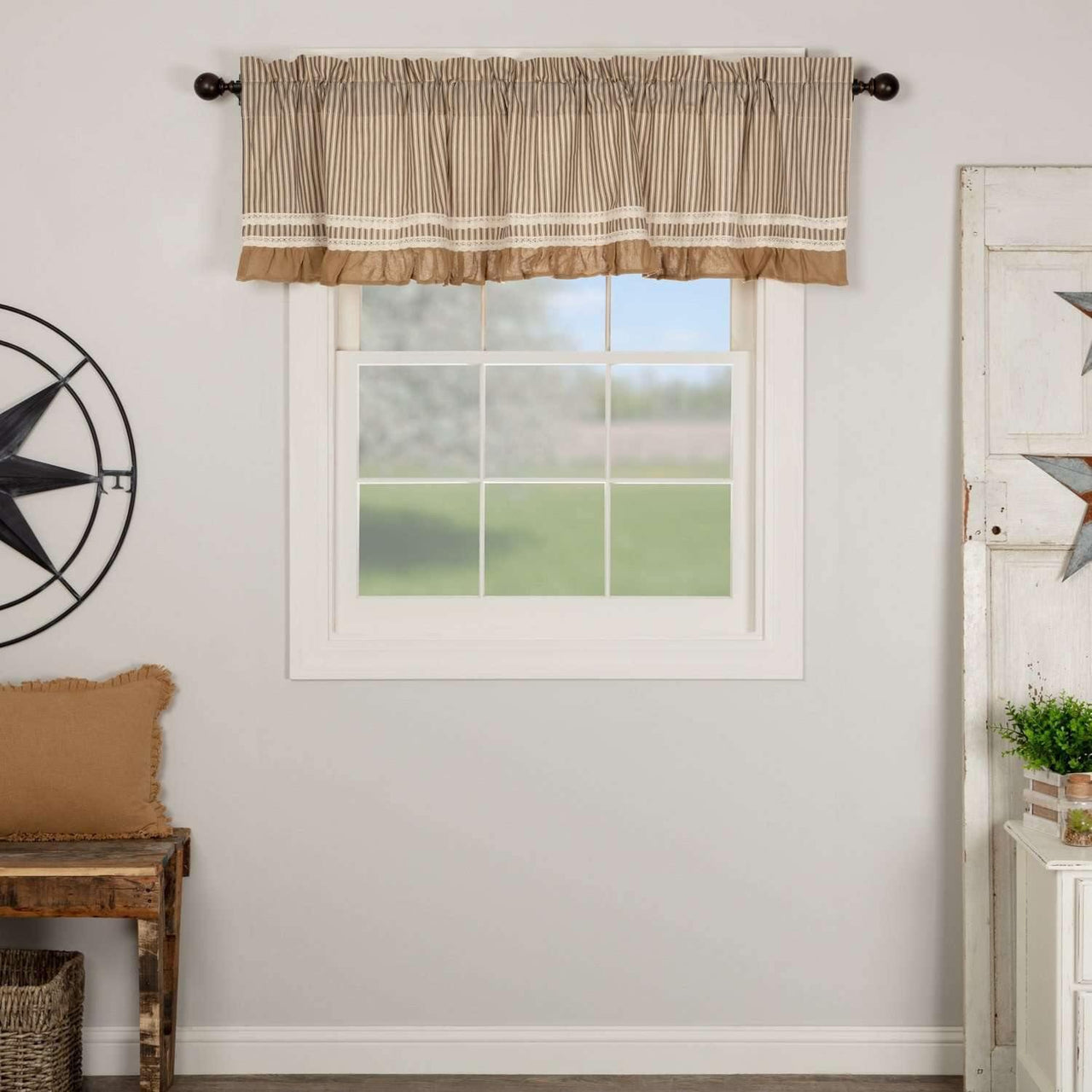 Kendra Stripe Black Valance Curtain 19x72 - The Fox Decor