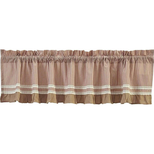 Kendra Stripe Red Valance Curtain 19x72 - The Fox Decor