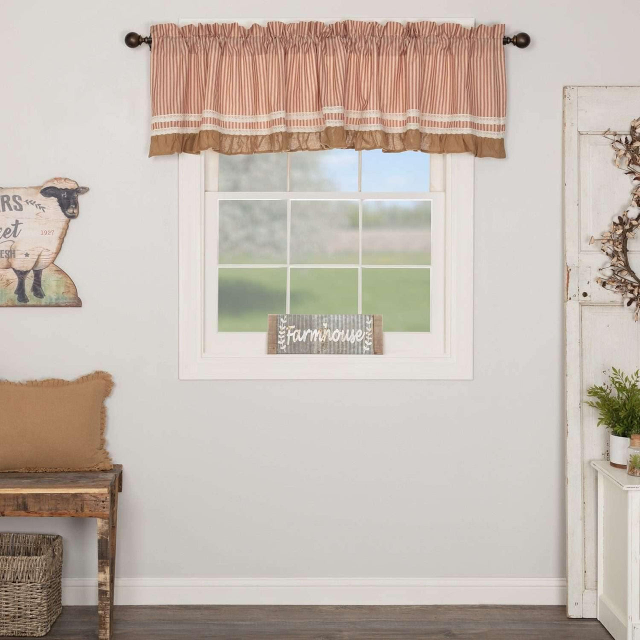 Kendra Stripe Red Valance 19x90