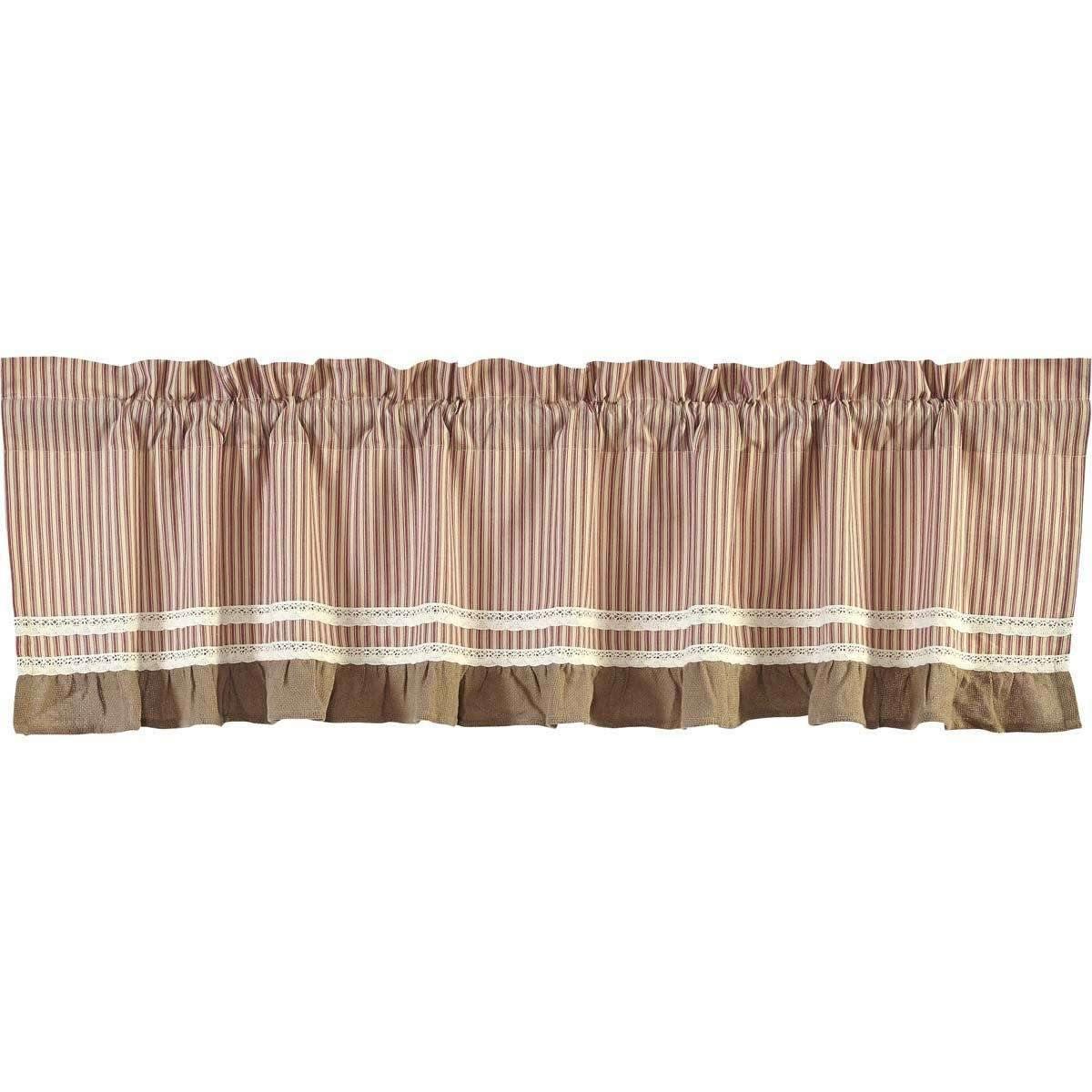Kendra Stripe Red Valance Curtain 19x90 - The Fox Decor
