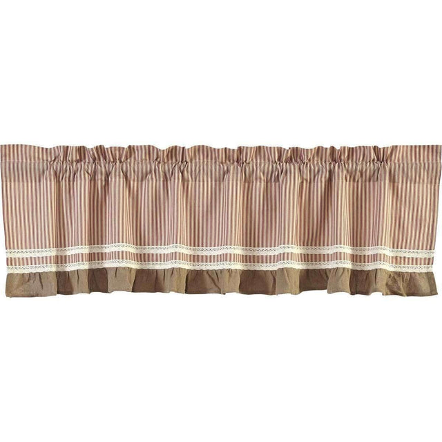 Kendra Stripe Red Valance Curtain 19x90 - The Fox Decor