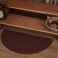 Burgundy Jute Braided Rug Half Circle 16.5