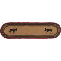 Cumberland Stenciled Moose Jute Runner Oval 13x48 VHC Brands - The Fox Decor