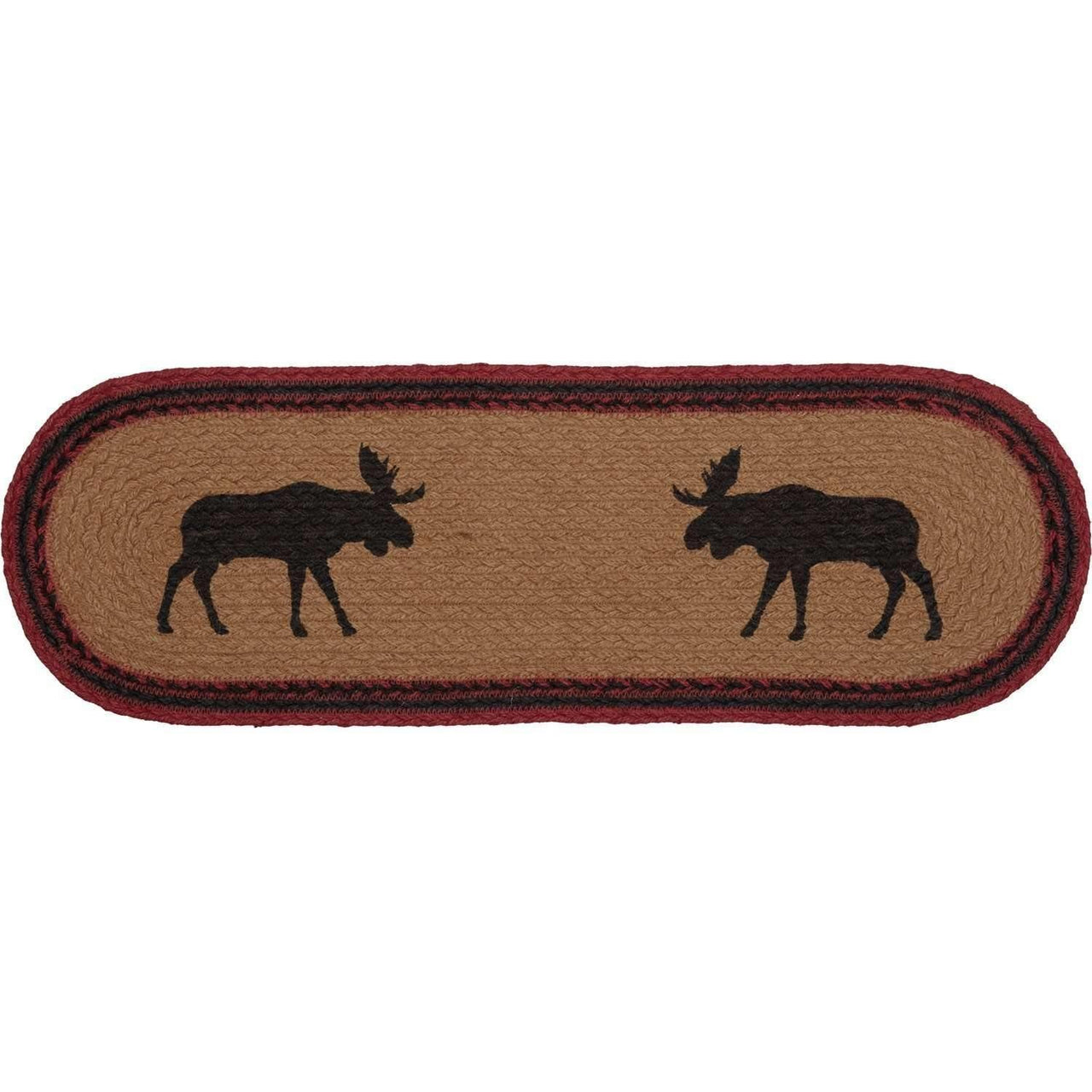 Cumberland Stenciled Moose Jute Runner Oval 8x24 VHC Brands - The Fox Decor