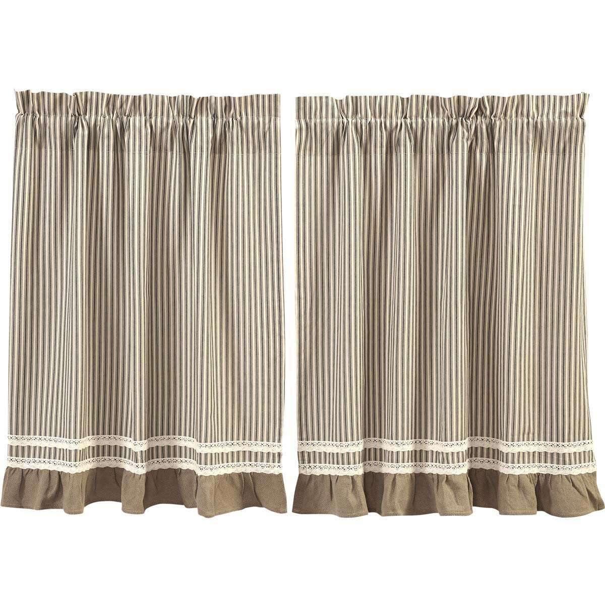 Kendra Stripe Black Tier Curtain Set of 2 L36xW36 - The Fox Decor
