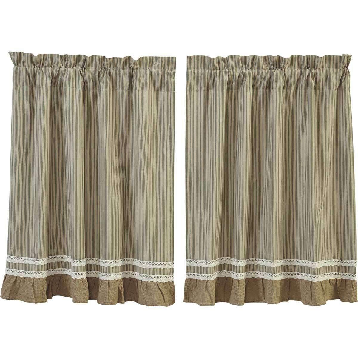 Kendra Stripe Green Tier Curtain Set of 2 L36xW36 - The Fox Decor