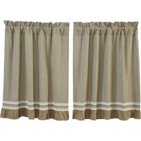 Thumbnail for Kendra Stripe Green Tier Curtain Set of 2 L36xW36 - The Fox Decor
