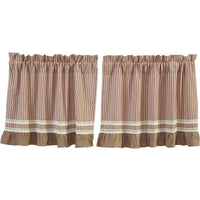 Thumbnail for Kendra Stripe Red Tier Curtain Set of 2 L24xW36 - The Fox Decor