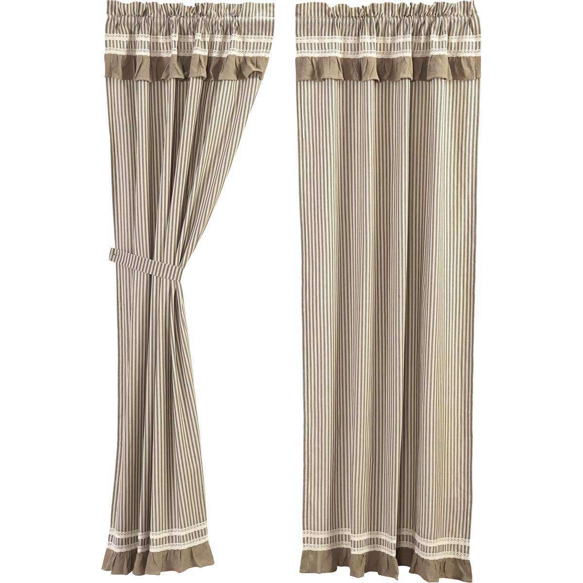 Kendra Stripe Creme, Coal Black Panel Country Curtain Set of 2 84