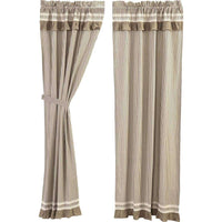 Kendra Stripe Creme, Coal Black Panel Country Curtain Set of 2 84