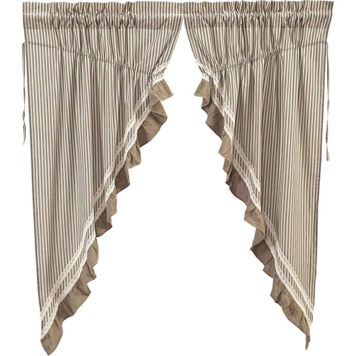 Kendra Stripe Black Prairie Short Panel Curtain Set of 2 63x36x18 - The Fox Decor