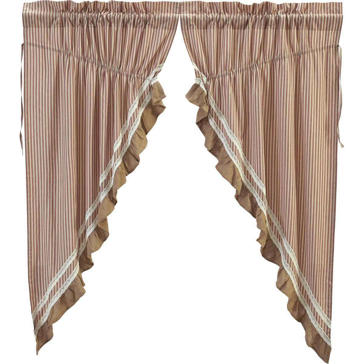 Kendra Stripe Red Prairie Short Panel Curtain Set of 2 63x36x18 - The Fox Decor