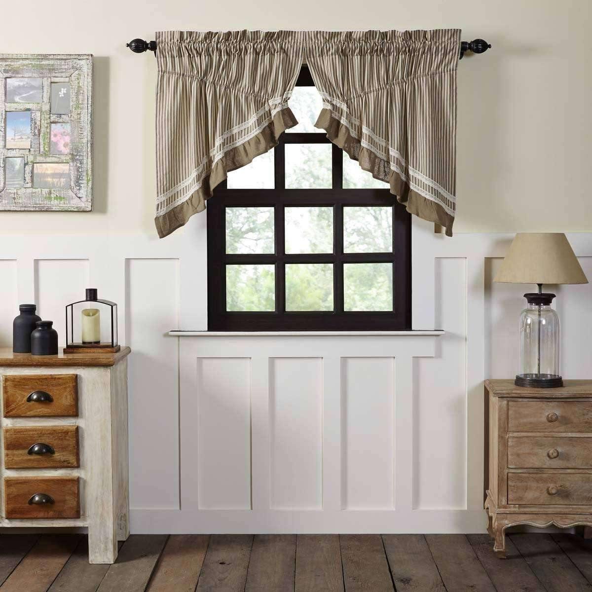 Kendra Stripe Prairie Swag Curtain Set VHC Brands - The Fox Decor