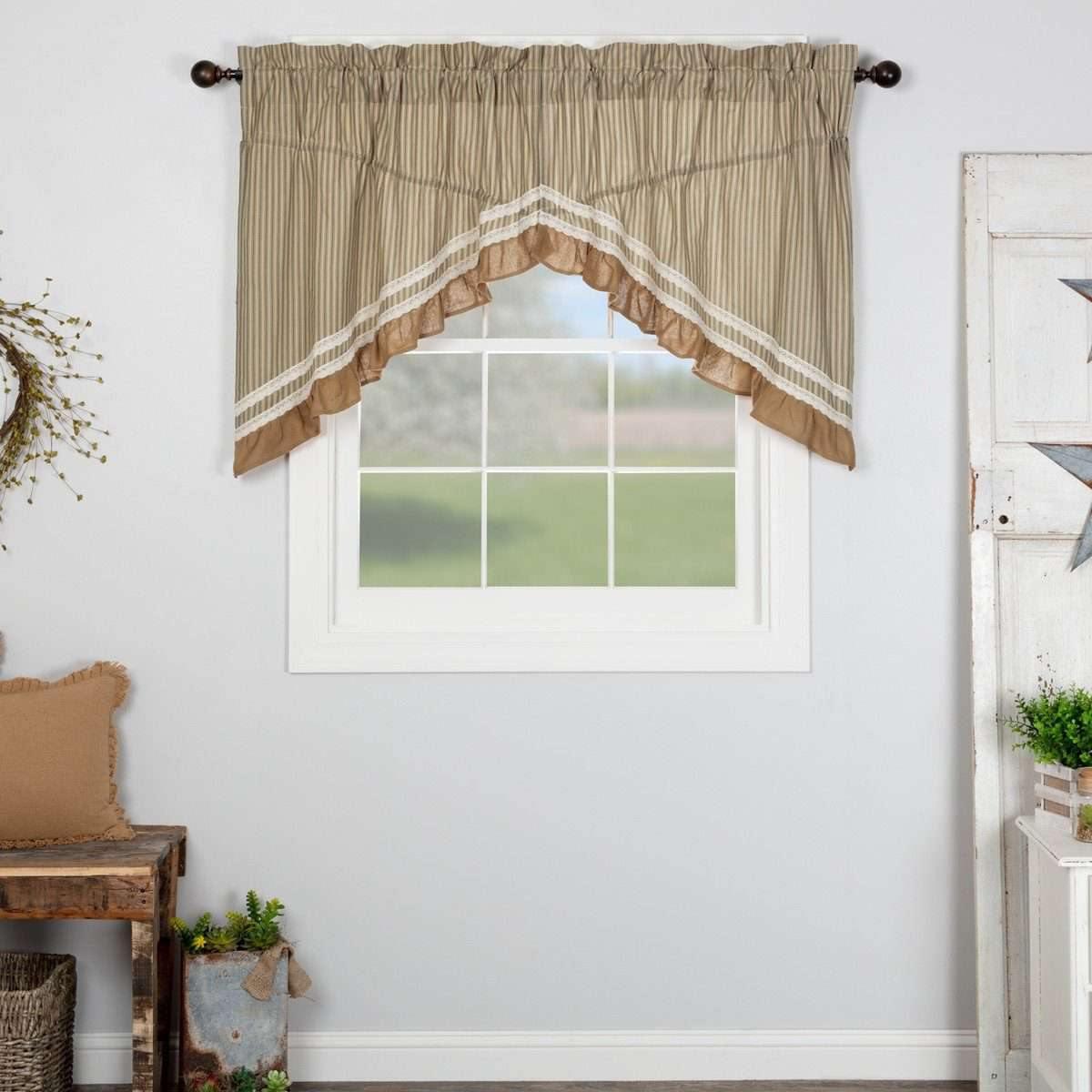 Kendra Stripe Prairie Swag Curtain Set VHC Brands - The Fox Decor