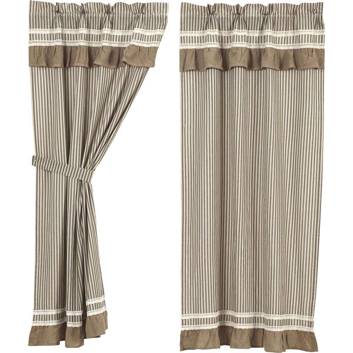 Kendra Stripe Black Short Panel Curtain Set of 2 63