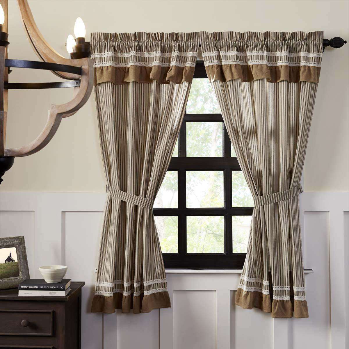 Kendra Stripe Black Short Panel Curtain Set of 2 63