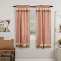 Thumbnail for Kendra Stripe Red Short Panel Curtain Set of 2 63