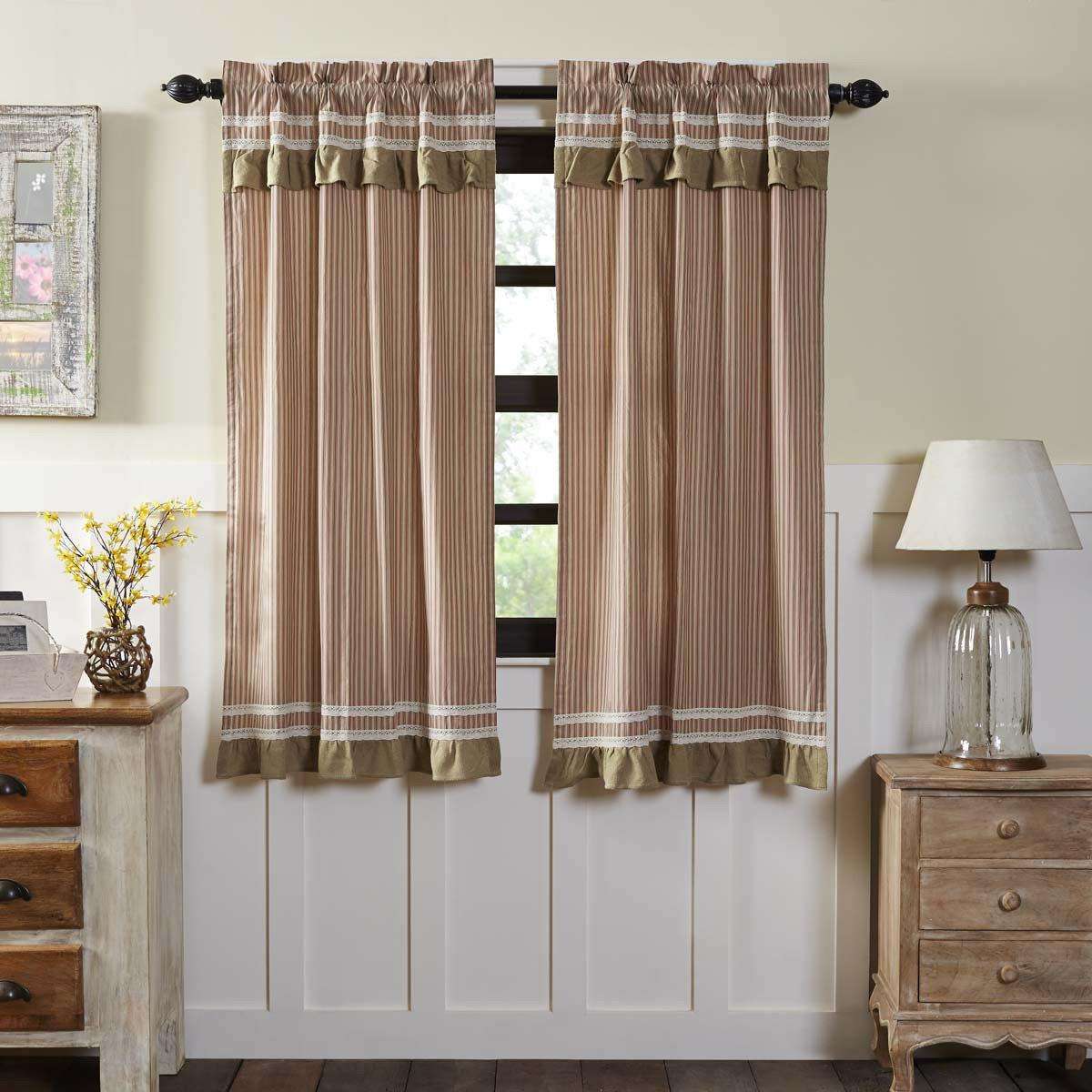 Kendra Stripe Red Short Panel Curtain Set of 2 63