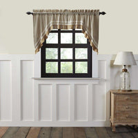 Thumbnail for Kendra Stripe Cream, Black Swag Curtain Set 36
