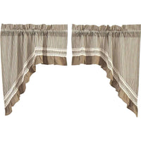 Thumbnail for Kendra Stripe Cream, Black Swag Curtain Set 36