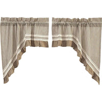 Thumbnail for Kendra Stripe Black Swag Curtain Set of 2 36x36x16 - The Fox Decor