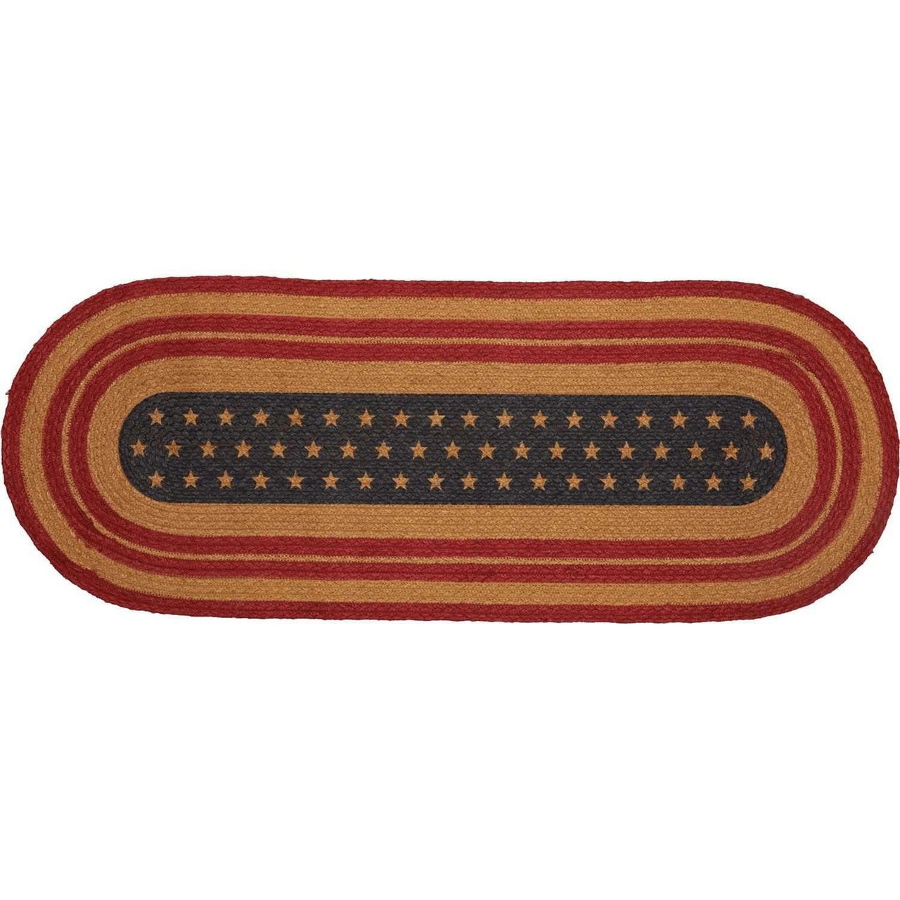 Liberty Stars Flag Jute Runner Oval 13x36 VHC Brands - The Fox Decor