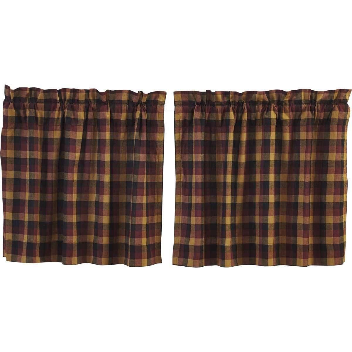 Heritage Farms Primitive Check Tier Curtain Set of 2 L24xW36 - The Fox Decor