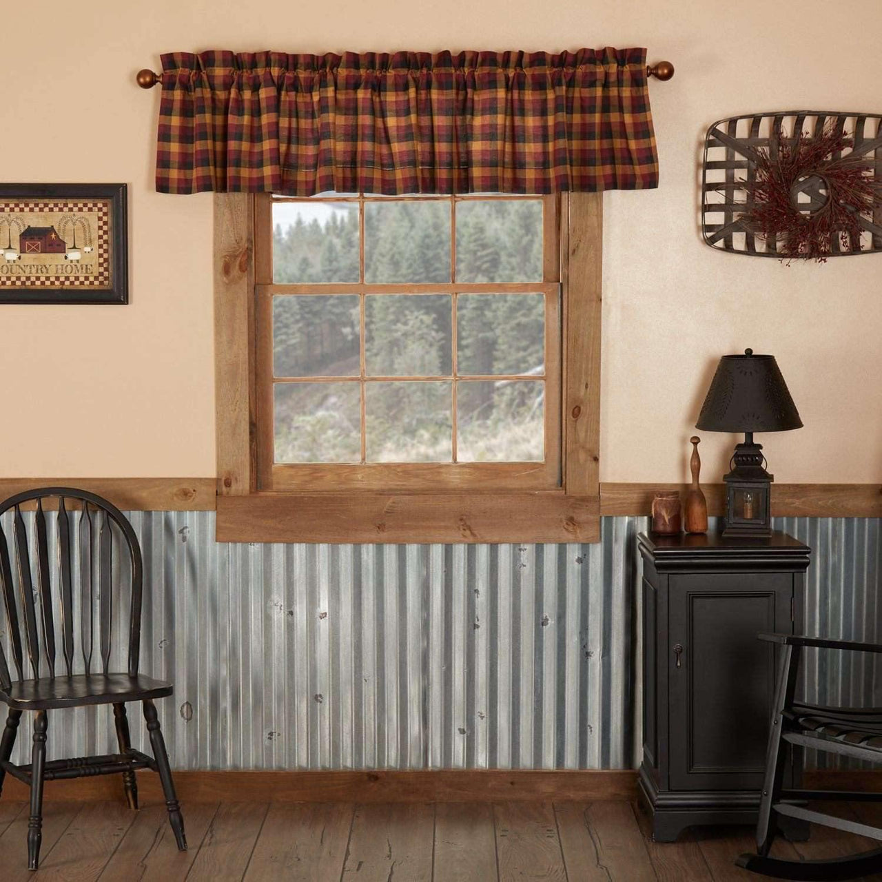 Heritage Farms Primitive Check Valance Curtain 16x90 - The Fox Decor