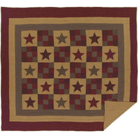 Thumbnail for Ninepatch Star Black Burgundy Lux King Set; 1-Quilt 120Wx105L VHC Brands