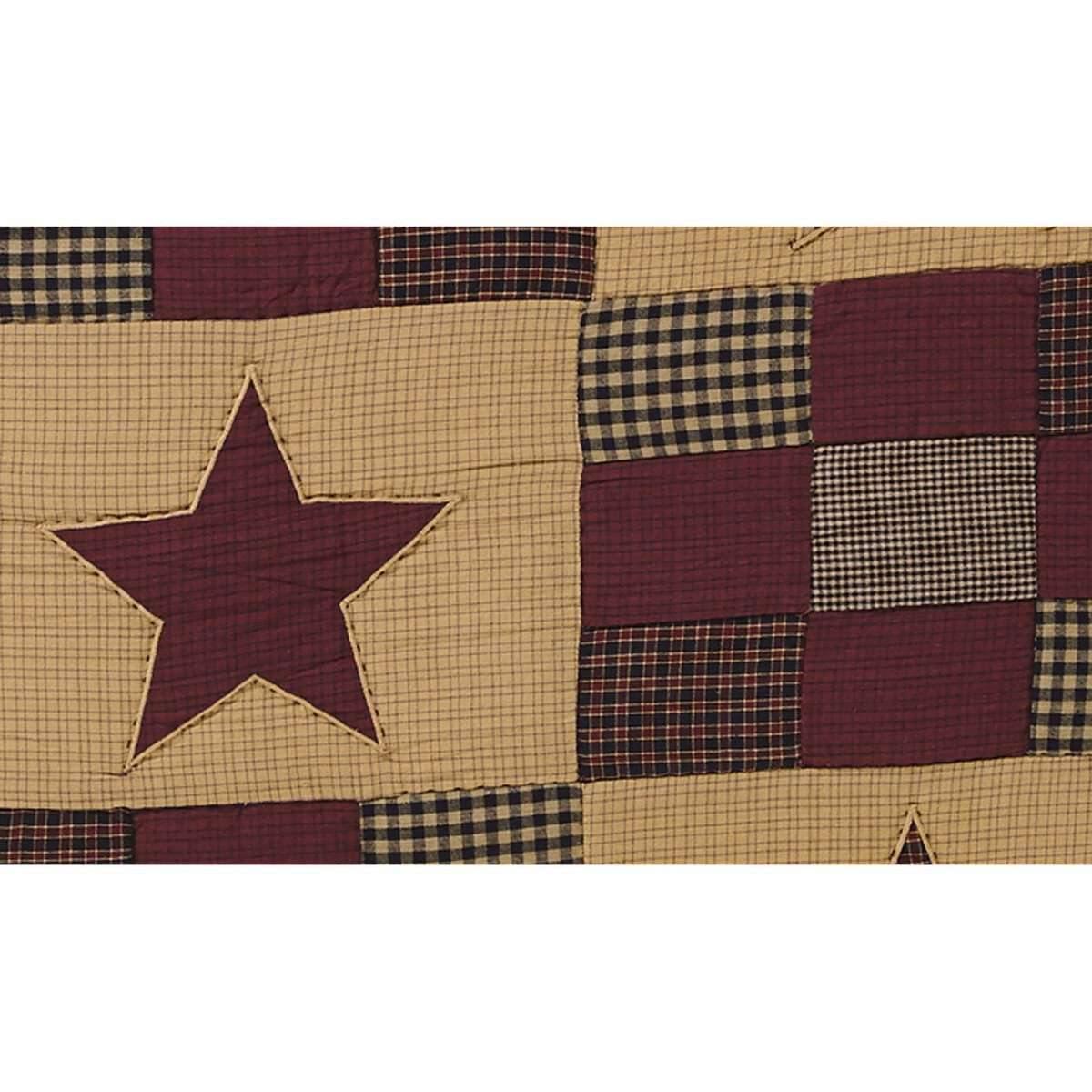 Ninepatch Star Black Burgundy Twin Set; 1-Quilt 68Wx86L w/1 Sham 21x27 VHC Brands zoom