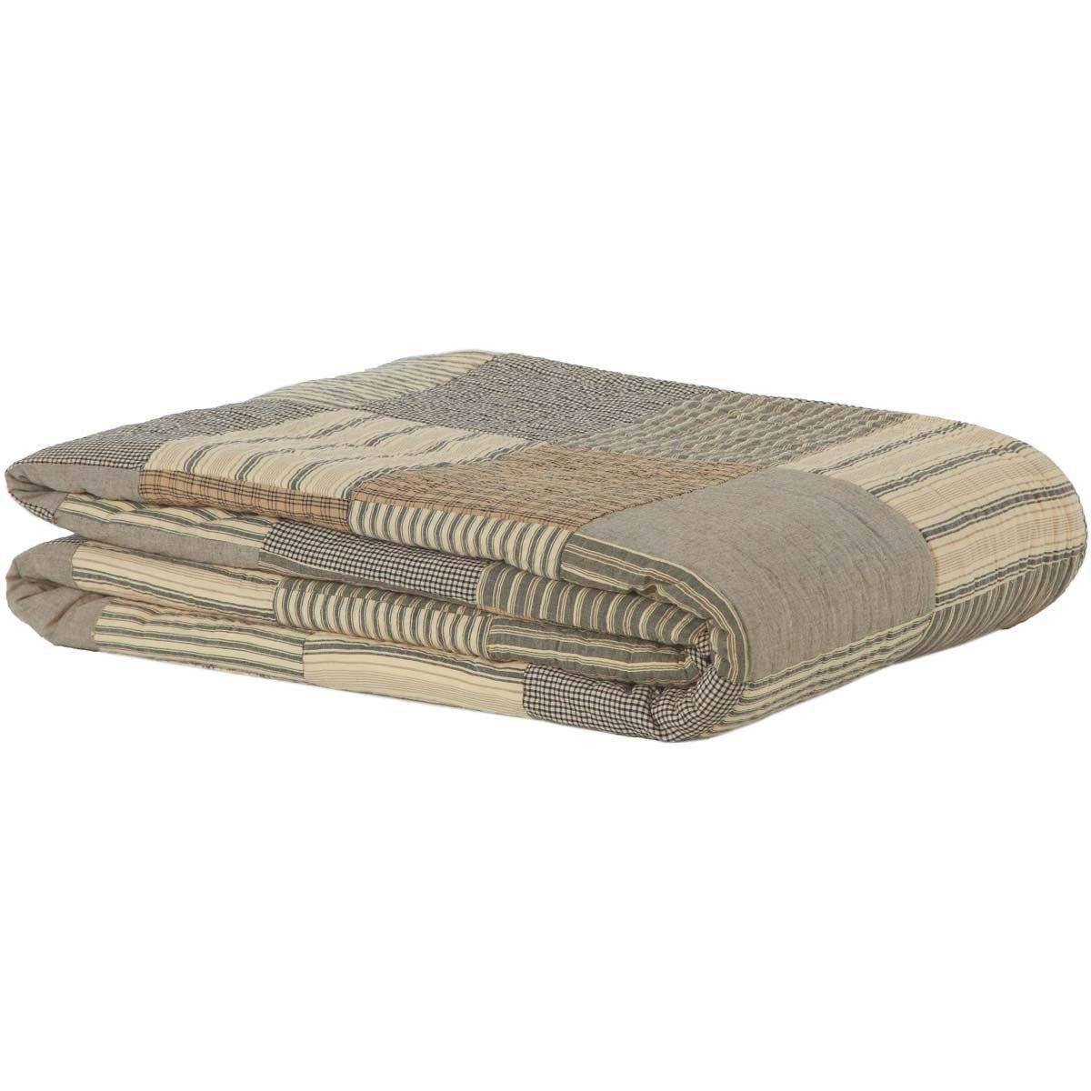 Sawyer Mill Charcoal King Quilt 105Wx95L VHC Brands folded
