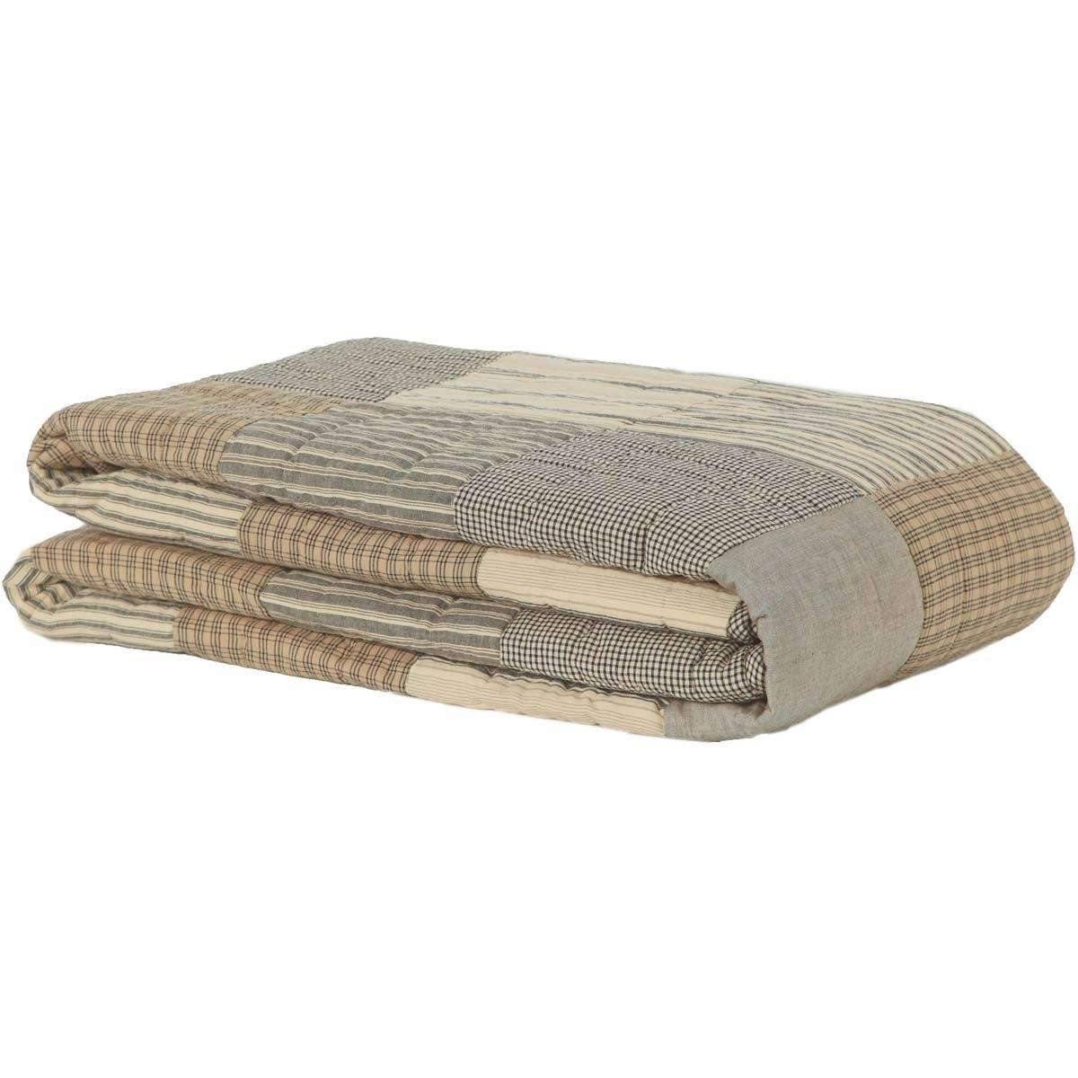 Sawyer Mill Charcoal Twin Quilt 68Wx86L VHC Brands folded