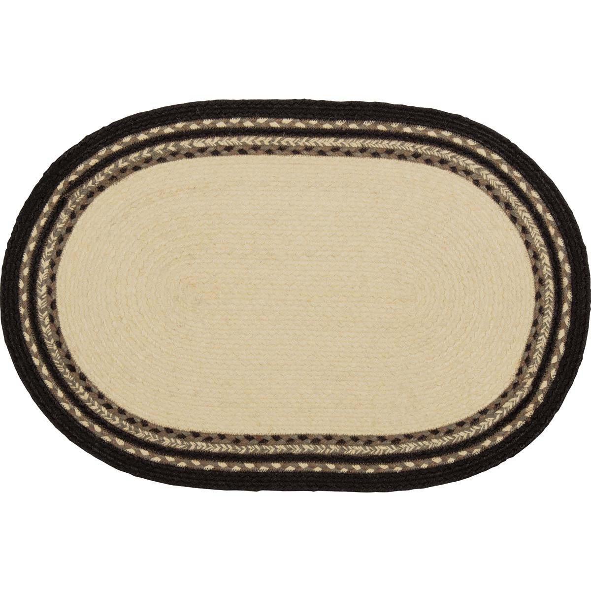 Sawyer Mill Charcoal Pig Jute Braided Rug Oval 20"x30" VHC Brands - The Fox Decor