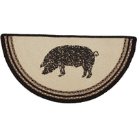 Thumbnail for Sawyer Mill Charcoal Pig Jute Braided Rug Half Circle 16.5