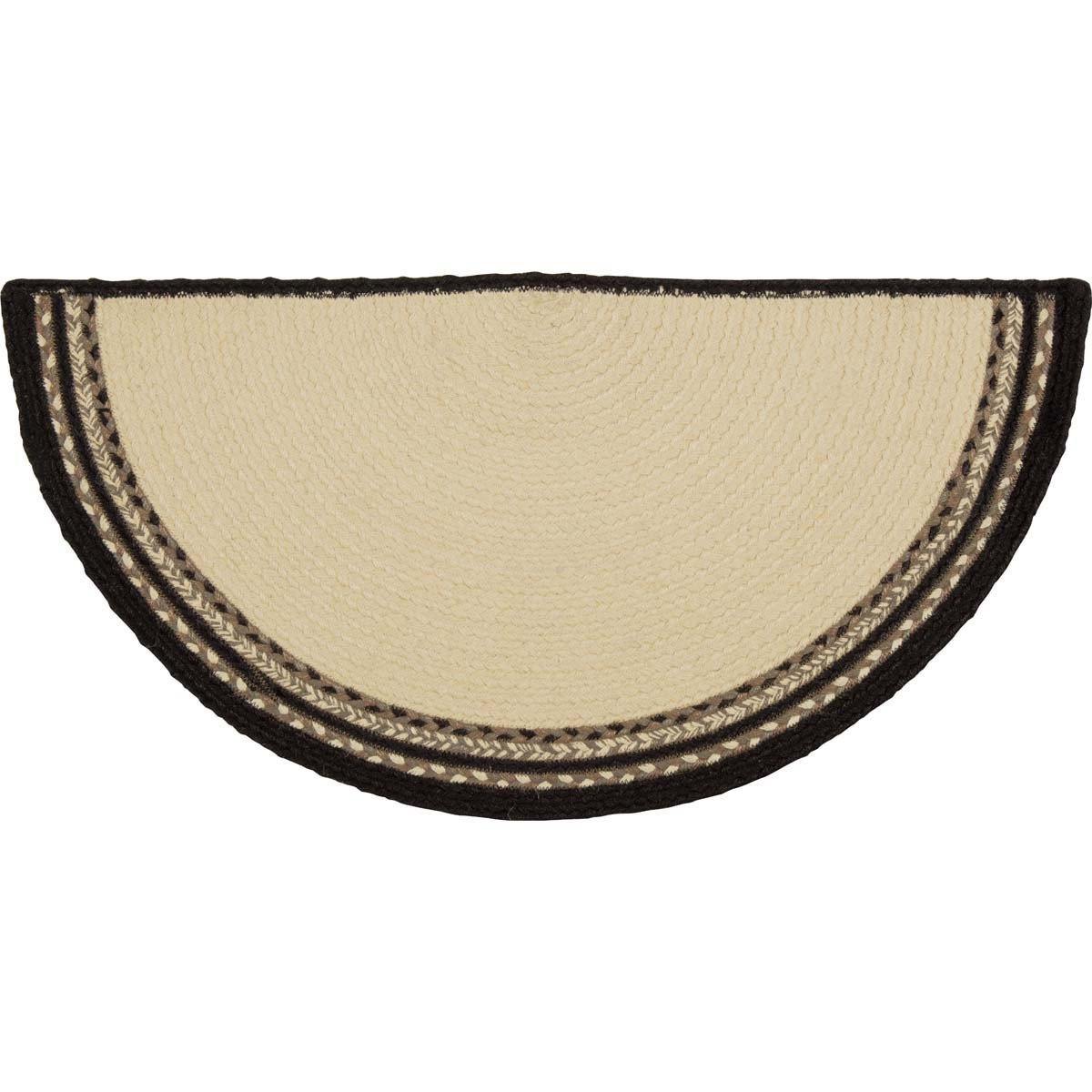 Sawyer Mill Charcoal Pig Jute Braided Rug Half Circle 16.5"x33" VHC Brands - The Fox Decor