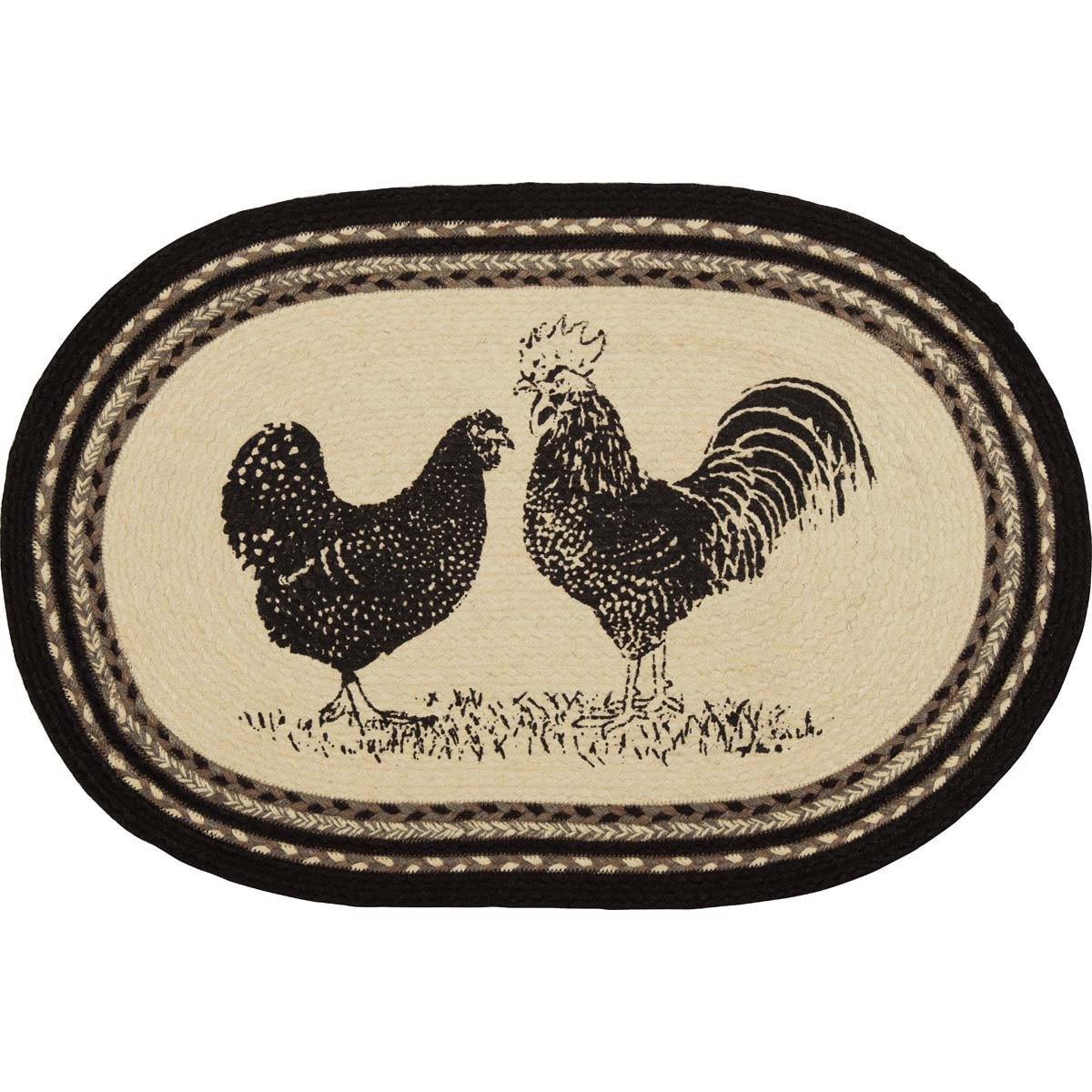 Sawyer Mill Charcoal Poultry Jute Braided Rug Oval 20"x30" VHC Brands - The Fox Decor