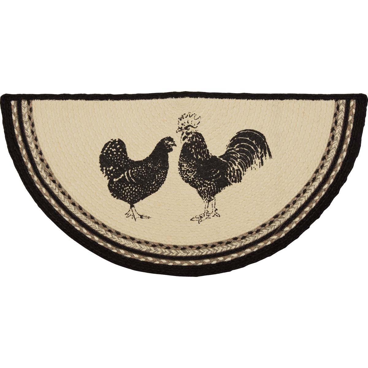 Sawyer Mill Charcoal Poultry Jute Braided Rug Half Circle 16.5"x33" VHC Brands - The Fox Decor