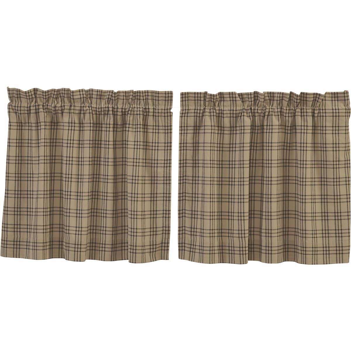 Sawyer Mill Charcoal Plaid Tier Curtain Set VHC Brands - The Fox Decor