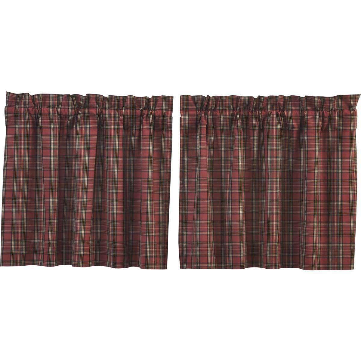 Tartan Red Plaid Tier Curtain Set of 2 L24xW36 - The Fox Decor